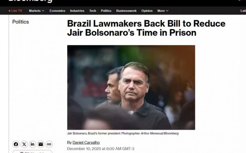 Imprensa internacional repercute aprovação do PL da Dosimetria e impacto sobre Bolsonaro