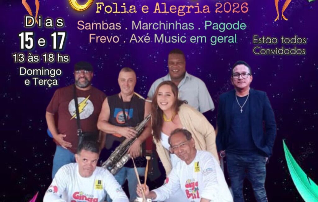 Banda Ginga Brasil anima Carnaval do Clube dos Bancários em Goiânia